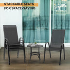 VINGLI Patio Chairs Set of 8 – Stackable Outdoor Dining Chairs with Comfortable Sling High Back Chairs and Armrests for Lawn, Poolside, Courtyard, Balcony, Garden, Black - Image 9