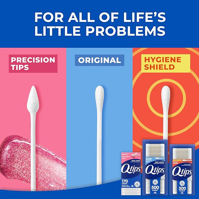 Q-Tips Cotton Swabs, Variety Pack, Hygiene Shield and Precision Tips - Image 3