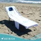 Ostrich Custom Fitted Towel for Chaise Lounge, Outdoor Beach Chair Cover with Storage Pockets, White - Towel Only - Chair Not Included - Image 6