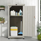 Outdoor Storage Cabinet for Patio, Garden Potting Bench Table with Shelves & Metal-Tabletop, Wooden Planting Work Station, Weatherproof - Image 2