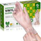 Disposable Vinyl Gloves, Food Safe, Latex-Free Powder-Free Clear Plastic Gloves by SWIFTLITE