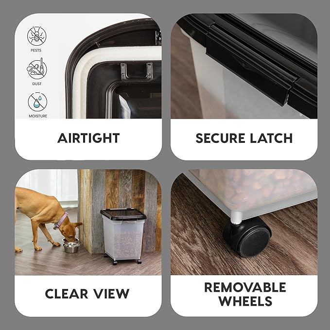 IRIS USA Airtight Dog Food Storage Container, WeatherPro, Removable Wheels - Image 5