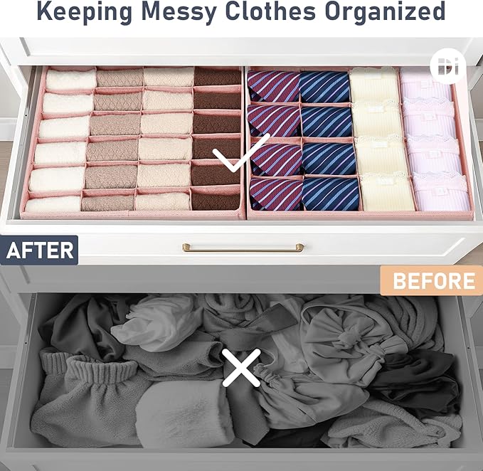 Joyoldelf Sock Drawer Organizer Divider 4 Packs Underwear Organizer, 2 x 24 - Image 5