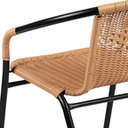 Flash Furniture Lila 4 Pack Beige Rattan Indoor-Outdoor Restaurant Stack Chair | Versatile and Stylish Seating - Image 12