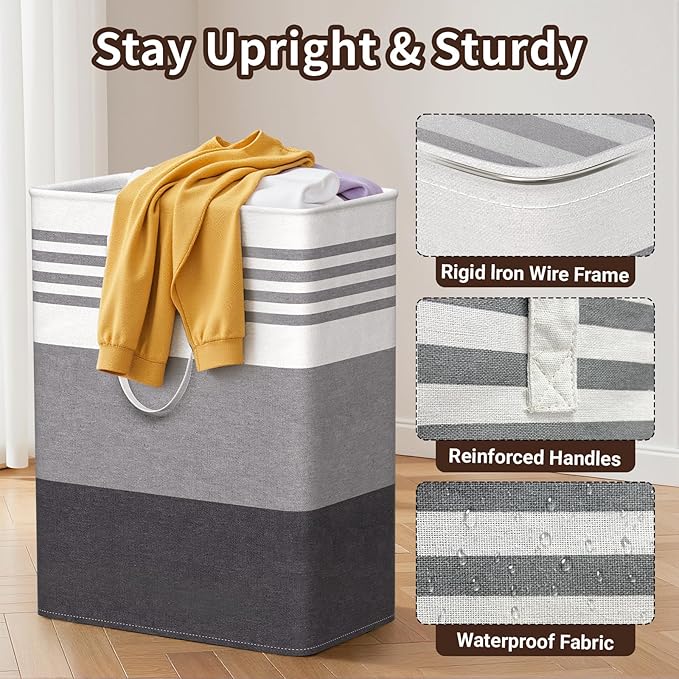 WOWBOX 2 Pack Laundry Hampers Baskets, Freestanding Dirty Clothes Hampers - Image 3
