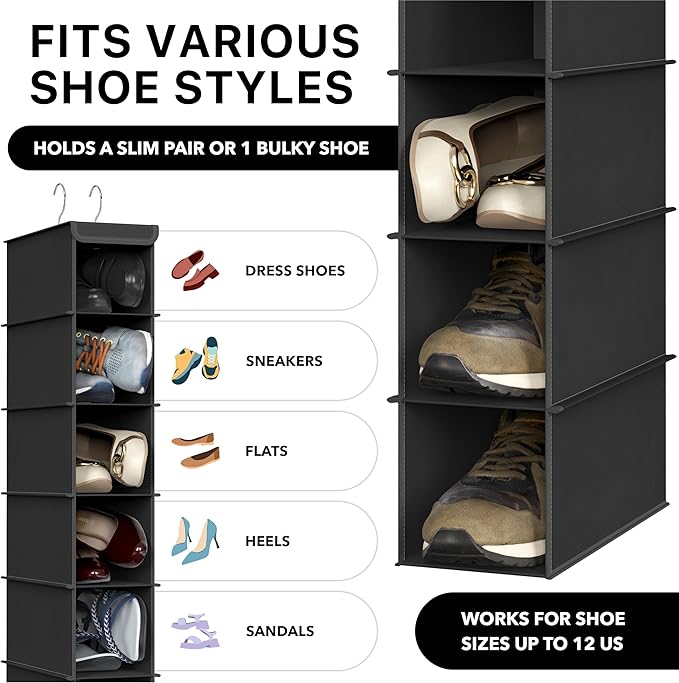 Simple Houseware 10 Shelves Closet Hanging Shoe Organizer - Image 3