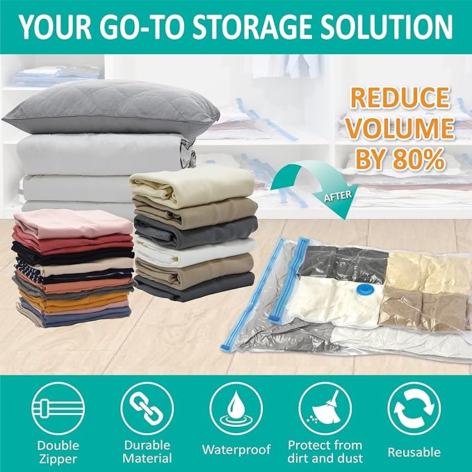 Space Saver Storage Bags, Compression Vacuum Sealer Bags - Image 2