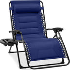 Best Choice Products Oversized Padded Zero Gravity Chair, Folding Outdoor Patio Recliner, XL Anti Gravity Lounger for Backyard w/Headrest, Cup Holder, Side Tray, Polyester Mesh - Cobalt Blue by BestChoiceProducts