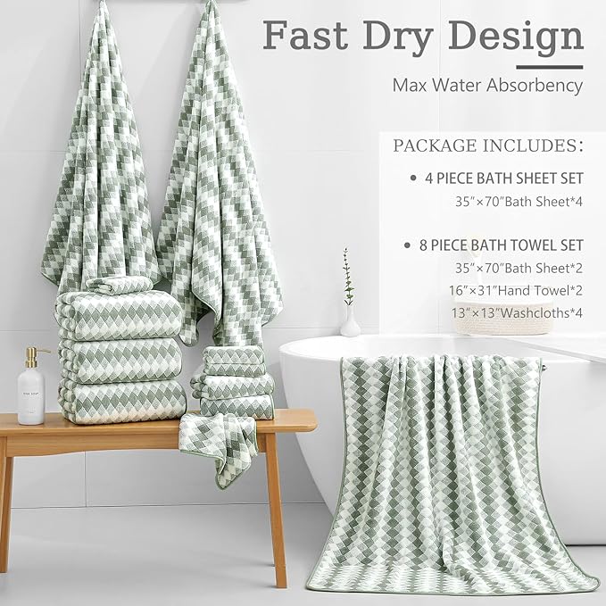 4 Piece Bath Towel Set Oversized Bath Sheet 35"x70" Bathroom Towel Extra Large - Image 4
