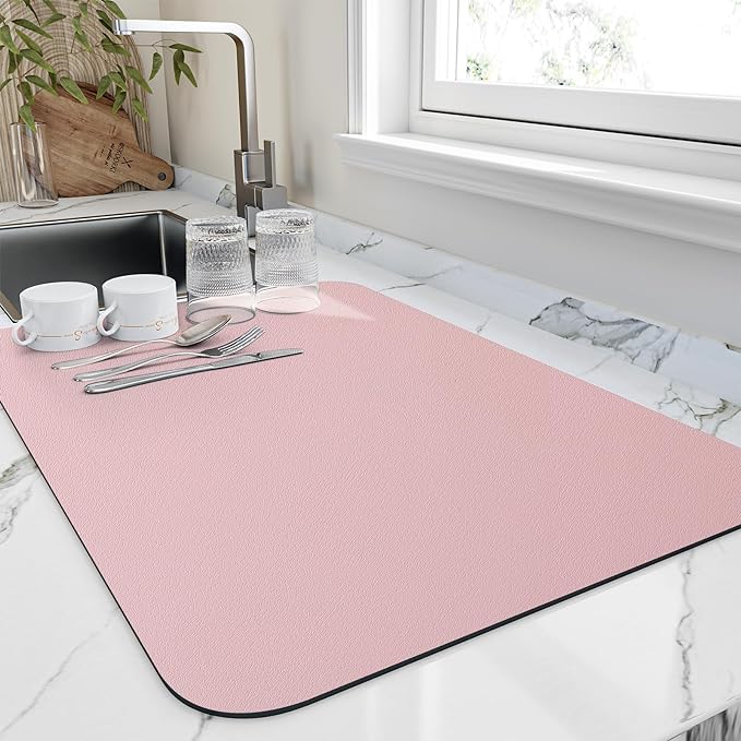 Dish Drying Mat for Kitchen Counter, Heat Resistant Drainer Mats by HotLive