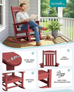 SERWALL Patio Rocking Chairs Set of 4, HDPE Outdoor Rockers for Adults, Oversized All-Weather Porch Rocking Chairs, Red - Image 7