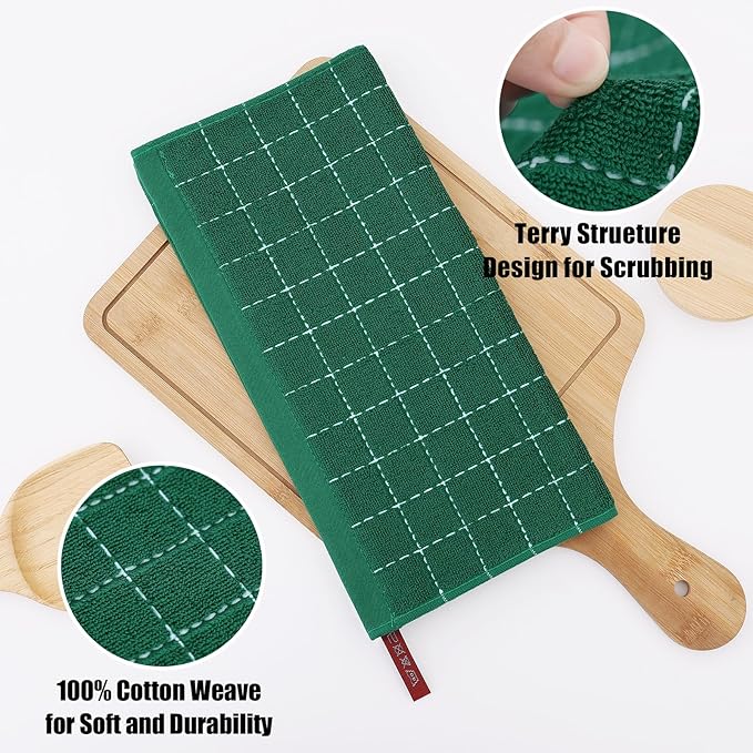 Homaxy 100% Cotton Terry Kitchen Dish Cloths, Ultra Soft and Absorbent Dish - Image 2