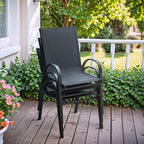 Flamaker Patio Chairs Stackable Dining Chairs Set of 4 Metal and Teslin Outdoor Chairs for Lawn Deck Porch Balcony (Black) - Image 8