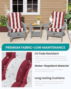 SERWALL HDPE Outdoor Rocking Chair Cushion Set of 4, Memory Foam Cushion Red White - Image 7