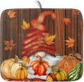 Fall Gnome Dish Drying Mat for Kitchen Counter, Autumn Pumpkin Maple Leaves by Sweetshow