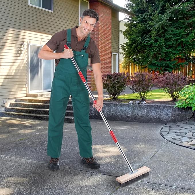 Heavy Duty Wire Broom with Telescopic Handle, Stiff Metal Bristle Brush - Image 2