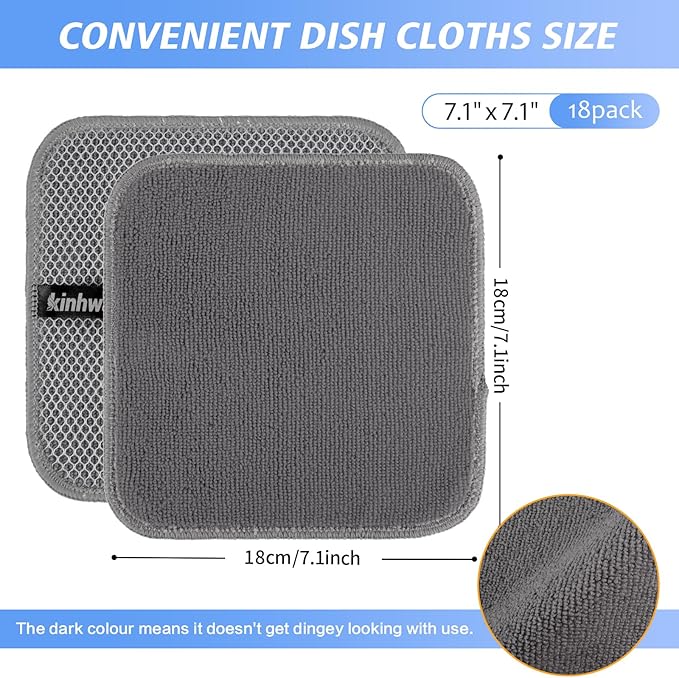 KinHwa Kitchen Washcloths for Dishes Absorbent Microfiber Dish Cloths Quick Dry - Image 9