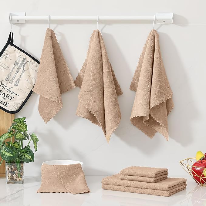 Homaxy Kitchen Towels and Dishcloths Set, 10 x 10 and 13 x 19 Inches, No Lint - Image 7