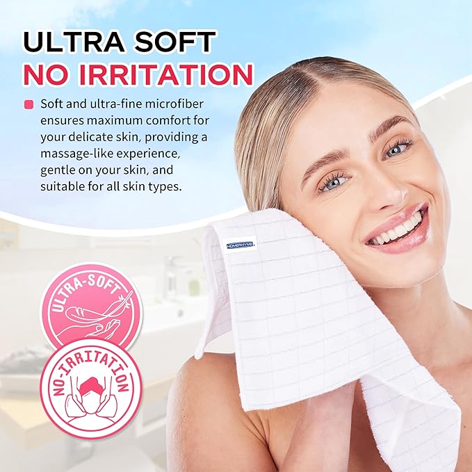 HOMERHYME White Washcloths, 24 Pack Microfiber Face Cloths, Soft Bulk Fingertip - Image 3