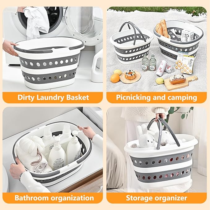 2 Pack Compact Collapsible Laundry Basket, Small Size Pop-Up Hamper Perfect - Image 4