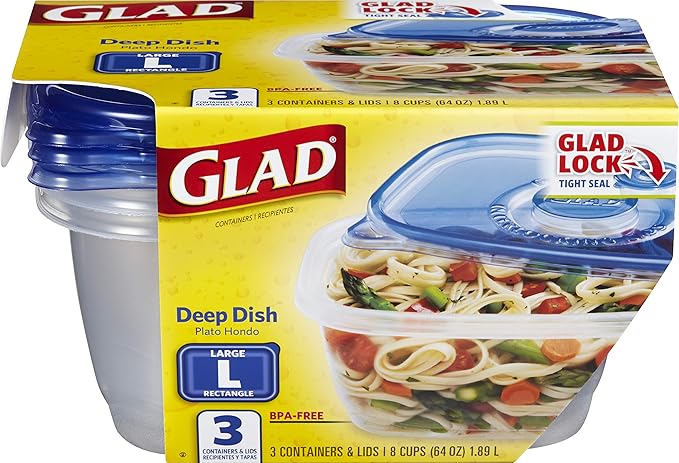 Glad GladWare Deep Dish Food Storage Containers, Large Rectangle - Image 2