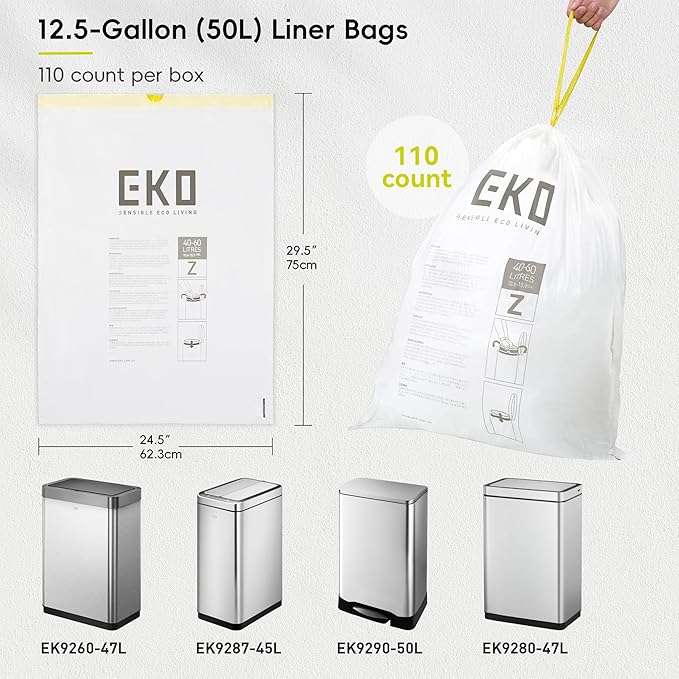 EKO 12.5 Gallon / 40-60 Liter, Extra-Strong Garbage Bags, Leak-Resistant - Image 7