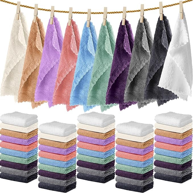 Newwiee 100 Pcs Washcloths Bulk Quick Drying Bathroom Wash Clothes 12 x 12 Inch by Newwiee