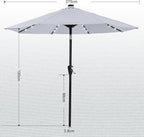 ABCCANOPY Durable Solar Led Patio Umbrellas with 32LED Lights 9FT (Light Gray) - Image 3
