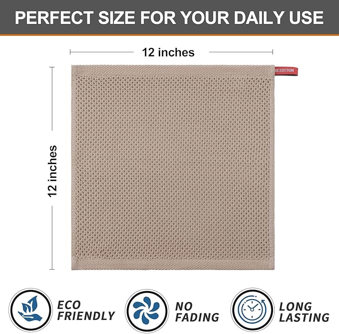 Kitinjoy 100% Cotton Kitchen Dish Cloths, 8 Pack Waffle Weave Ultra Soft - Image 5
