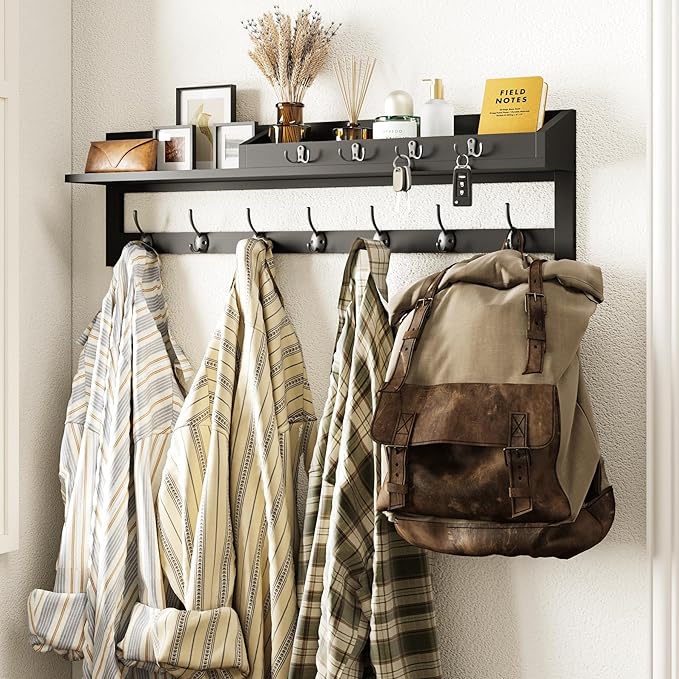 AMBIRD 35 inch Wall Hooks with Shelf, Coat Rack Wall Mount, Large Coat Hanger - Image 7