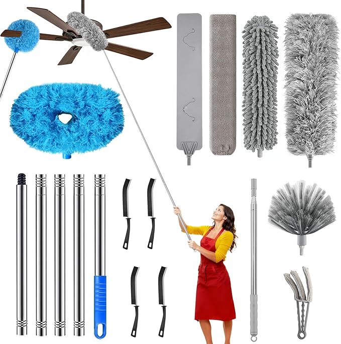 11-in-1 100-Inch Extendable Duster Kit – Reusable Blue Fan Duster by ...