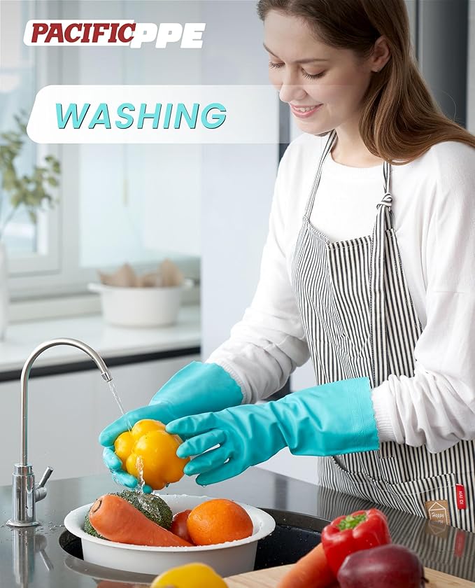 PACIFIC PPE 2 Pairs Reusable Dishwashing Cleaning Gloves - Image 5