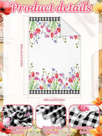 Bencailor 4 Pcs Spring Tulip Kitchen Towels Floral Flower Hand Dish Towels Pink - Image 2
