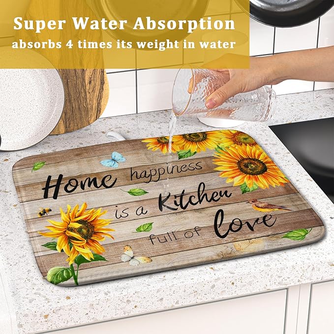 Sunflower Floral Dish Drying Mat - Image 7