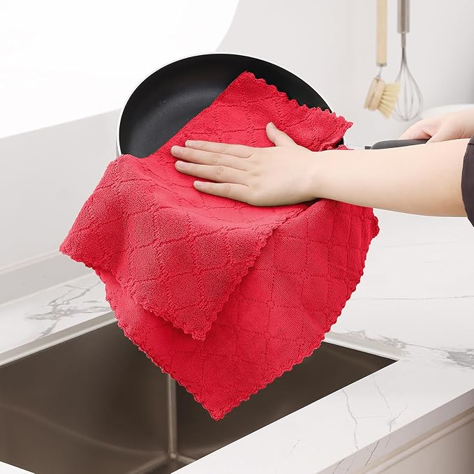 Homaxy 12 Pack Dish Towels for Kitchen, Super Soft and Absorbent Coral Velvet - Image 3