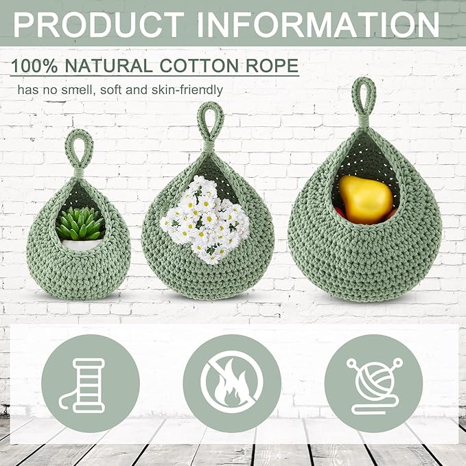 Honeydak Boho Decor Hanging Wall Baskets - Image 6
