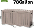 ROJIK Outdoor Storage Housing Deck Box - Waterproof Patio Furniture, Garden Tools, Cushions, Pool Accessories Storage Bench with Lockable Lid and Side Handles (Grey 78 Gal) - Image 2