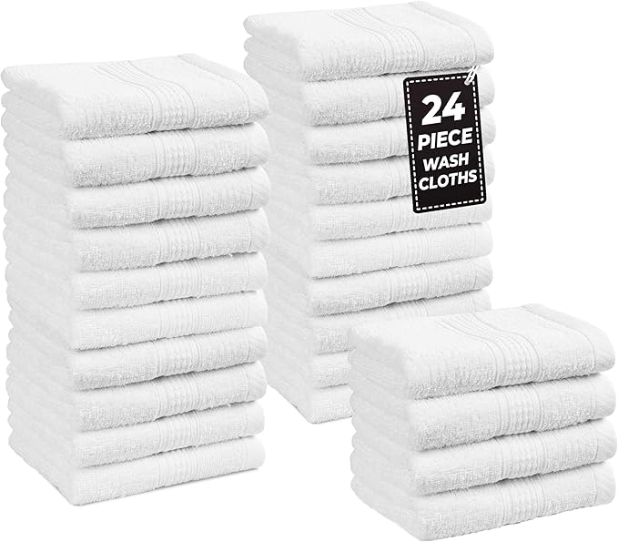 LANE LINEN White Washcloths 24 Pack by LaneLinen