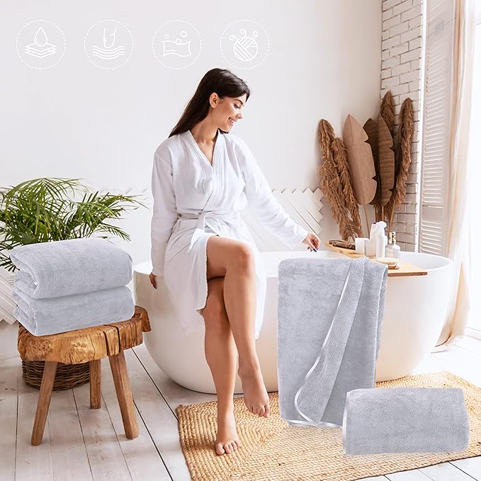 TENSTARS Silk Hemming Bath Towels - Image 4
