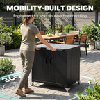 Outdoor Grill Cart with Storage Cabinet and Stainless Steel Top, 35-Inch Outdoor Grill Station with Door, Modular Kitchen Island for Food Prep and BBQ, Black & Silver - Image 8