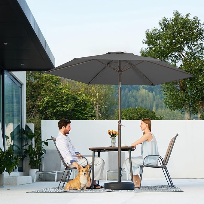 JEAREY 7.5FT Patio Umbrella Market Table Umbrella with 6 Sturdy Ribs, Push Button Tilt/Crank Outdoor Umbrella for Garden, Deck, Backyard, Pool and Beach,Gray - Image 9