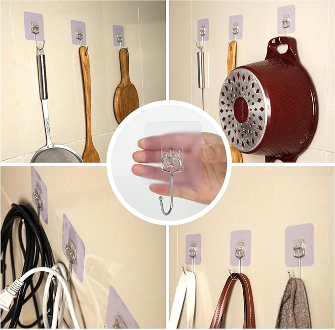 Aynoo Large Adhesive Hooks, Adhesive Towel Coat Hooks - Image 4