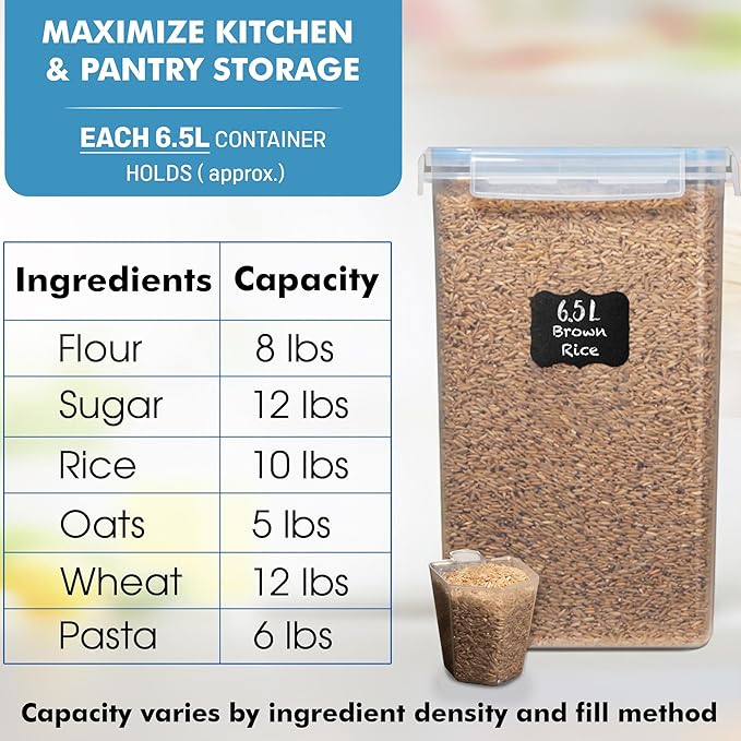 WHITE FEATHER SUPPLIES 2 PC Large Flour Sugar Storage Containers - Image 3