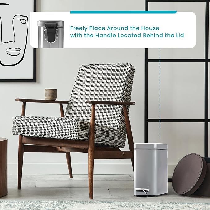 Home Zone Living 1.3 Gallon Small Bathroom Trash Can - Image 4