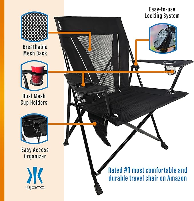 Kijaro XXL Dual Lock Portable Camping Chair - Supports Up to 400lbs - Enjoy The Outdoors in a Versatile Folding Sports & Outdoor Chair - Image 4