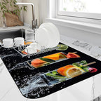 Dish Drying Mat Glasses Filled by Unknown