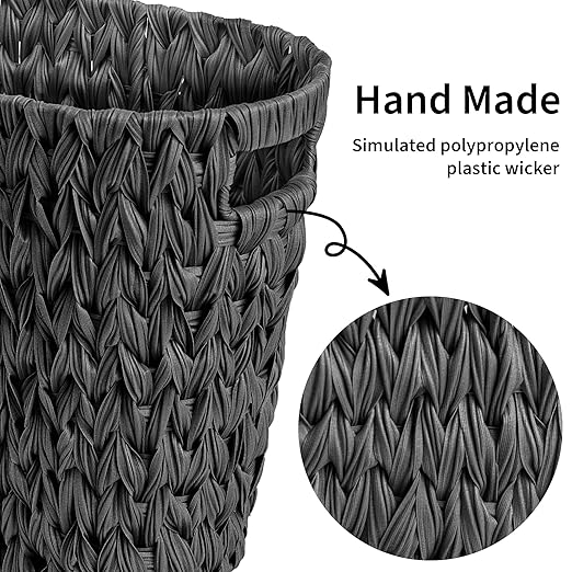 GRANNY SAYS Wicker Waste Basket, Waterproof Bathroom Trash Can, Decorative Boho - Image 4