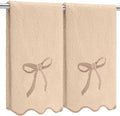 2 Pcs Brown Scalloped Hand Towels by Fanfanwin