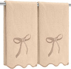 2 Pcs Brown Scalloped Hand Towels by Fanfanwin
