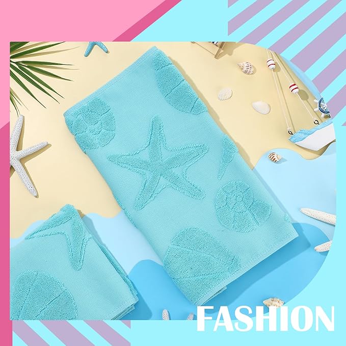 2 Pcs Coastal Hand Towels for Bathroom Ocean Beach Coastal Hand Towels 100% - Image 4